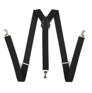 Black Adjustable Suspenders NEW Y Shape 3 Clips